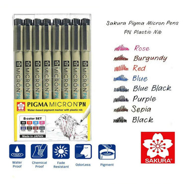 Sakura Pigma Micron Brush Pen - PN - Pack of 8 The Stationers
